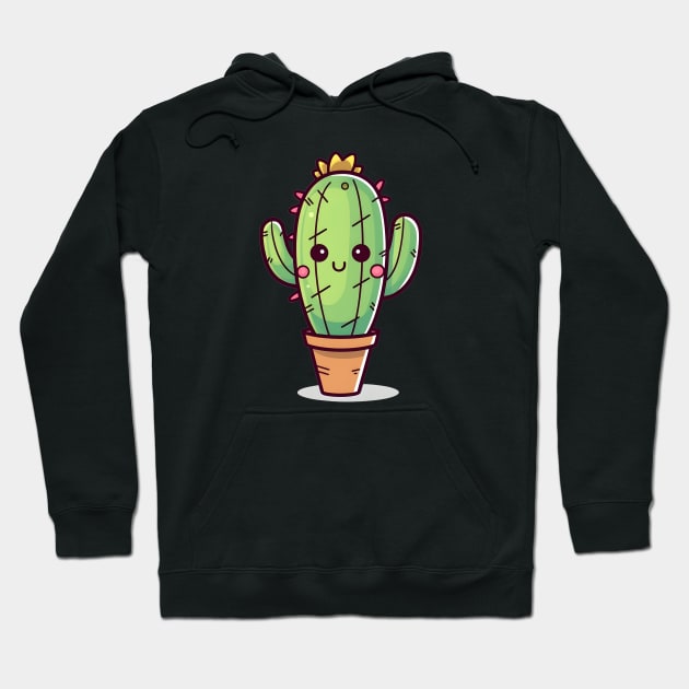 Kawaii smiling cactus Hoodie by Clearmind Arts